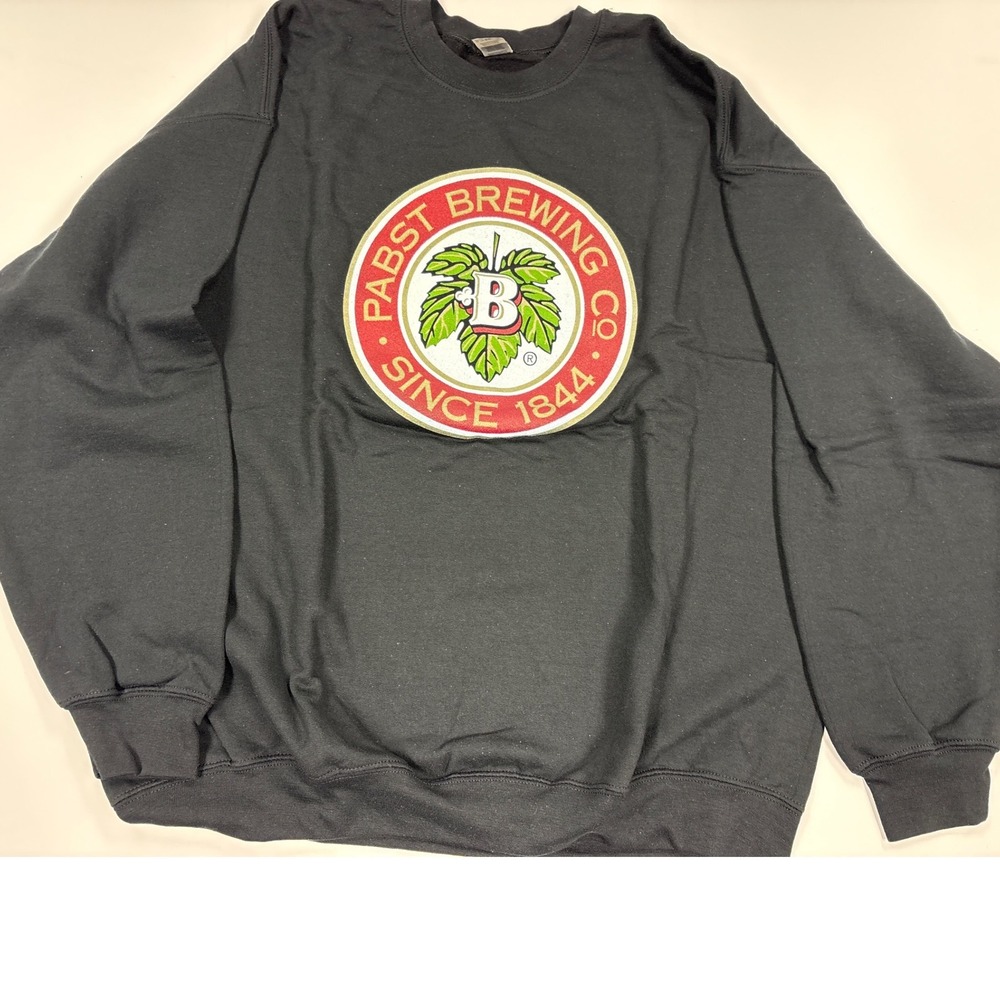 Pabst Brewing Co Sweatshirt XL Black Gildan Beer Logo Crewneck